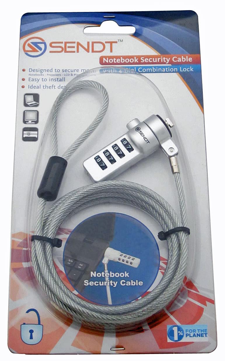 Sendt Notebook/Laptop Combination Lock Security Cable (Silver) - Image 3
